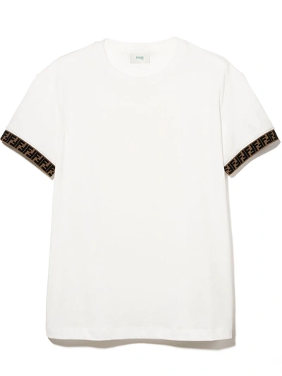 Fendi Teen Ff-trim Short-sleeve T-shirt In White