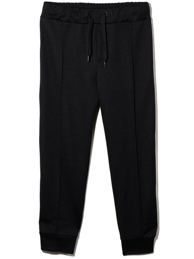 Fendi Kids' Logo Pattern Side Panel Track Trousers In Black