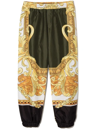 Versace Teen Barocco-print Track Trousers In Green