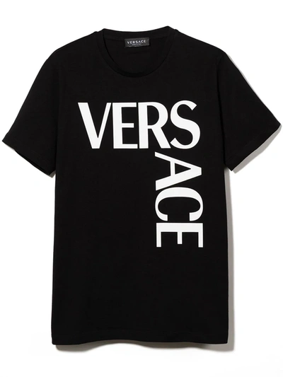 Versace Kids' Logo-print Short-sleeved T-shirt In Black