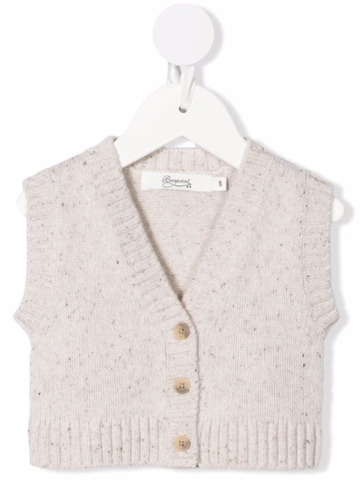 Bonpoint Babies' V-neck Wool Cardigan In Neutrals