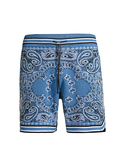 Amiri Drawstring Bandana-print Shorts In Carolina Blue