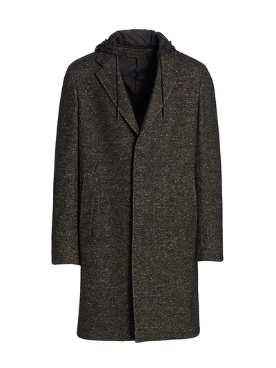 Ermenegildo Zegna Textured Wool-blend Overcoat In Black