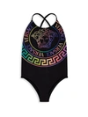 VERSACE LITTLE GIRL'S & GIRL'S HOLOGRAPHIC BAROCCO ONE-PIECE SWIMSUIT,400014180518