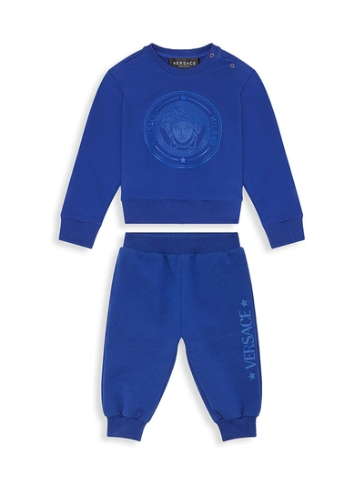 Versace Baby's & Little Kid's 2-piece Medusa Print Sweatshirt & Pants Set In Blue