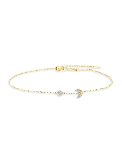 Persée 18k Yellow Gold & Diamond Moon Charm Bracelet