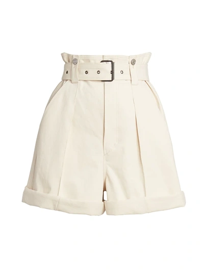 Isabel Marant Delilaz Cotton High-waist Shorts In Ecru