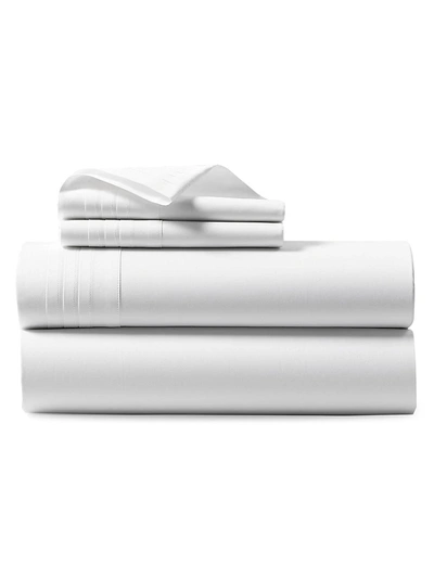 Ralph Lauren Organic Tuxedo Pleat 400-thread Count Fitted Sheet In White