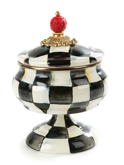 Mackenzie-childs Courtly Check Enamel Curiosity Pot In Black/white