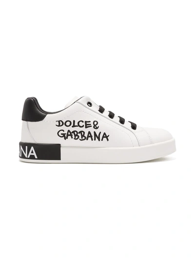 Dolce & Gabbana Kids' Logo-print Calf Leather Trainers In White
