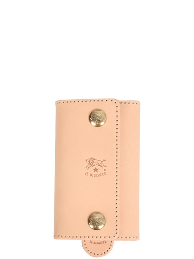 Il Bisonte Leather Key Ring In Beige