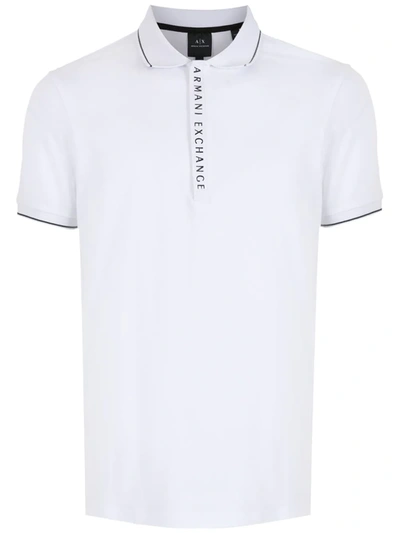 Armani Exchange Logo-print Cotton Polo Shirt In White