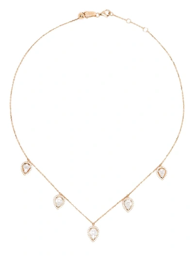 Djula 18kt Rose Gold 5 Pear Diamond Choker In Pink