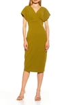 Alexia Admor Naomi Drape Surplice Neck Sheath Dress In Chartreuse