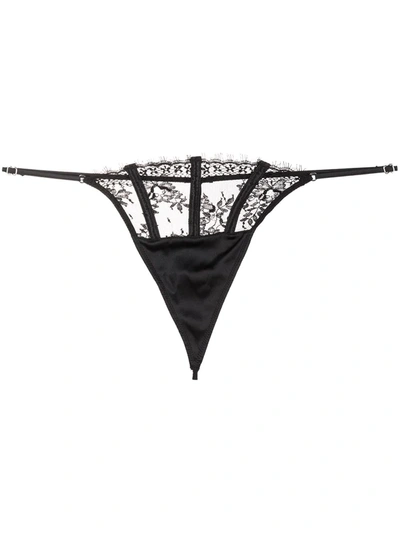 Fleur Du Mal Frankie Lace Thong In Black