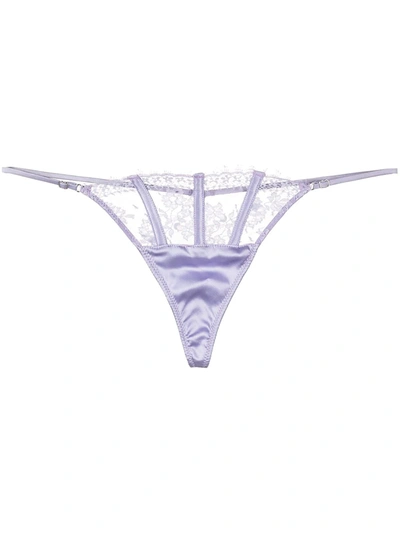 Fleur Du Mal Frankie Lace Thong In Purple