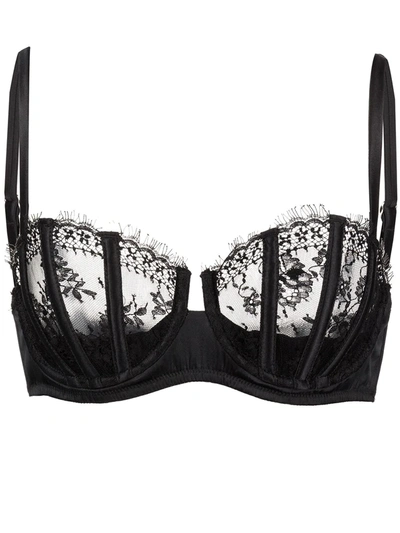 Fleur Du Mal Frankie Lace Boned Balconette Bra In Black