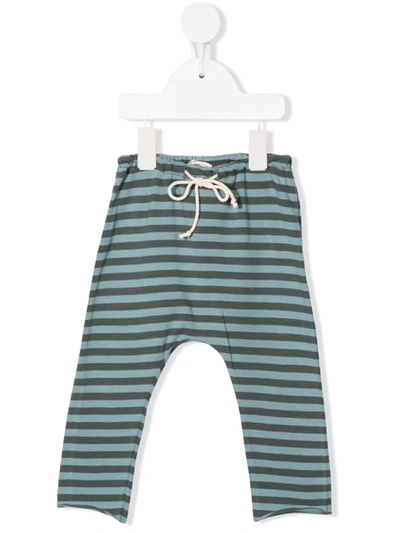Babe And Tess Babies' Striped Cotton Leggings In Green