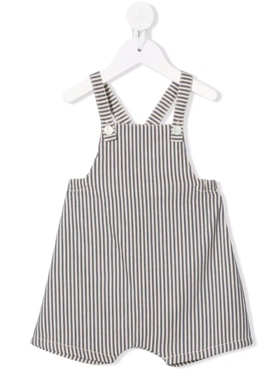 Babe And Tess Babies' Striped Cotton Dungarees In Blue