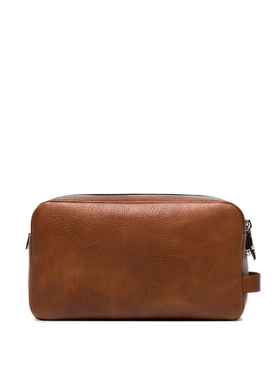 Brunello Cucinelli Leather Wash Bag In Brown