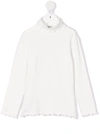 Il Gufo Fluted-hem Long-sleeve Top In White