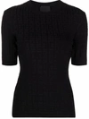 Givenchy 4g-motif Knitted Short-sleeve Top In Black