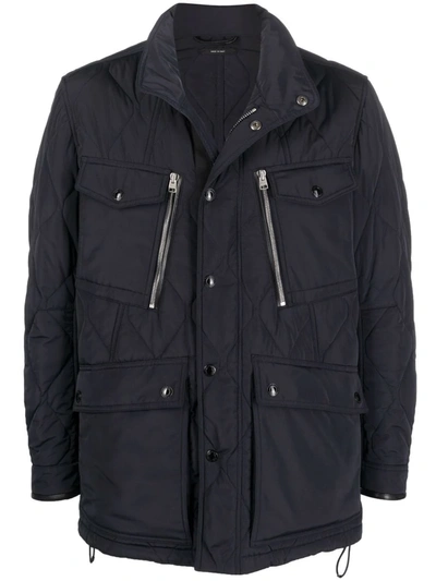 Tom Ford Long-sleeved Quilted Jacket In Blue