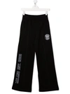 Msgm Logo-print Wide-leg Cotton Track Pants In Black