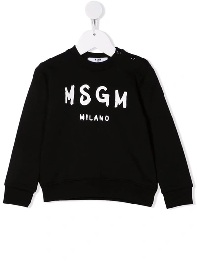 Msgm Kids' Logo-print Cotton Jumper In Black