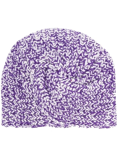 Missoni Chevron-knit Wool-blend Turban In Purple