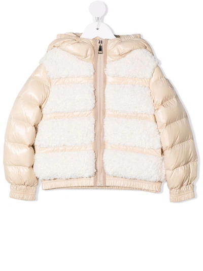 Moncler Kids' Contrasting-panel Puffer Jacket In Neutrals