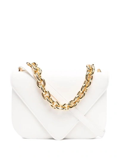 Bottega Veneta Chain-link Detail Crossbody Bag In White Gold