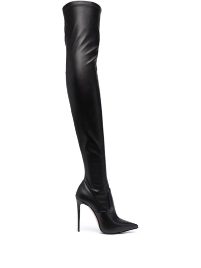 Le Silla Eva Thigh-high Leather Boots In Black