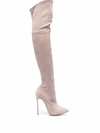 Casadei Thigh-length Leather Boots In Neutrals