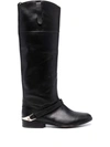 Golden Goose Charlie Leather Riding Boots In Black