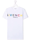 Givenchy White Cotton T-shirt With Multicolor Logo Print In White