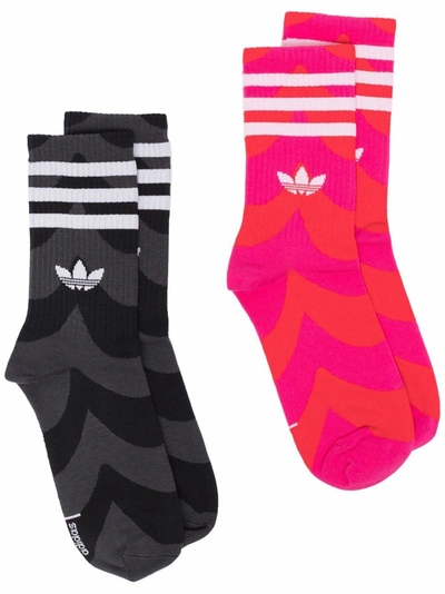 Adidas Originals Logo-print Socks Set Of 2 In Grey