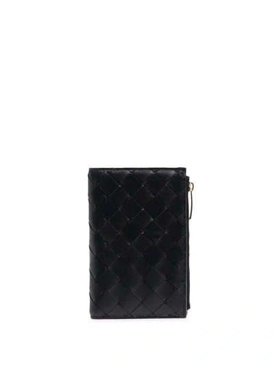 Bottega Veneta Interwoven-design Zip-fastening Wallet In Black