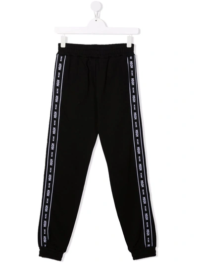 Msgm Teen Logo-tape Track Trousers In Black