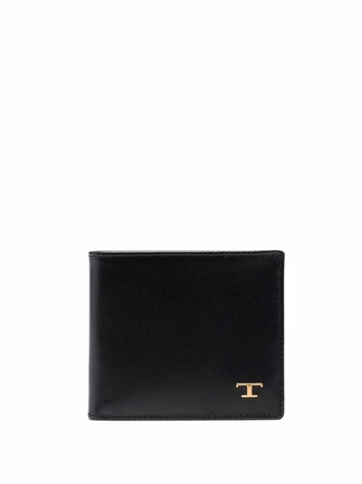 Tod's Logo-plaque Leather Wallet In Black