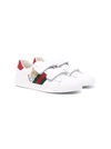 GUCCI ACE CAT-EMBROIDERED LEATHER SNEAKERS