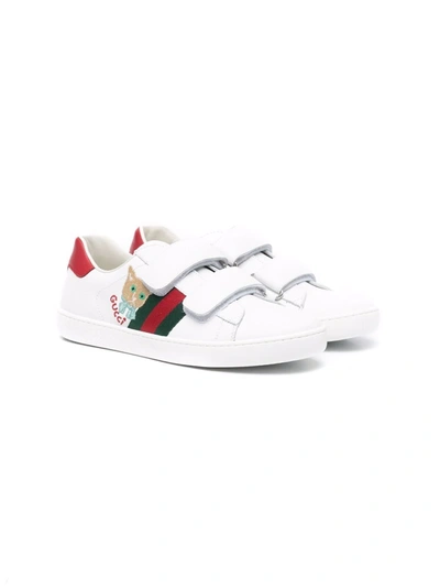 Gucci Ace Cat-embroidered Leather Trainers In White