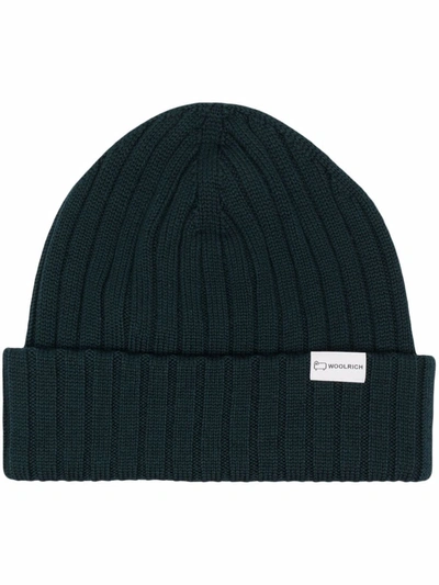 Woolrich Ribbed-knit Virgin Wool Beanie In Schwarz