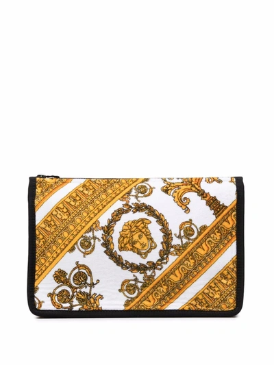 Versace Baroque Print Wash Bag In White