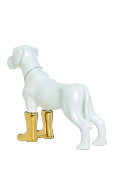 Interior Illusions Plus Dog With Gold Boots Bank In Multi-color