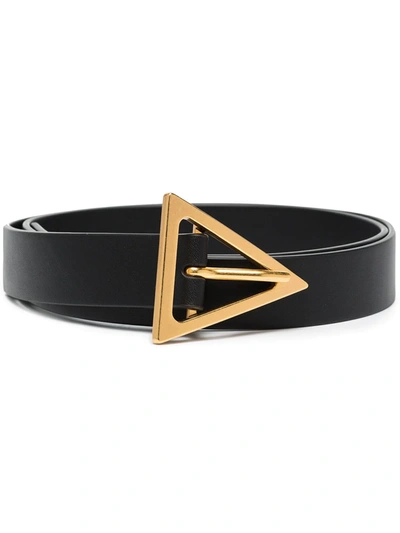 Bottega Veneta Triangular Buckle Belt In Nero