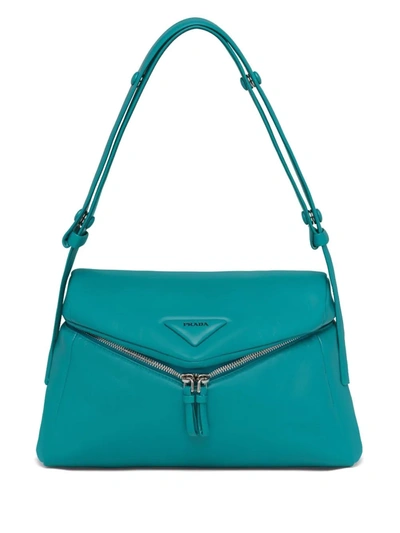 Prada Triangle-logo Shoulder Bag In Green