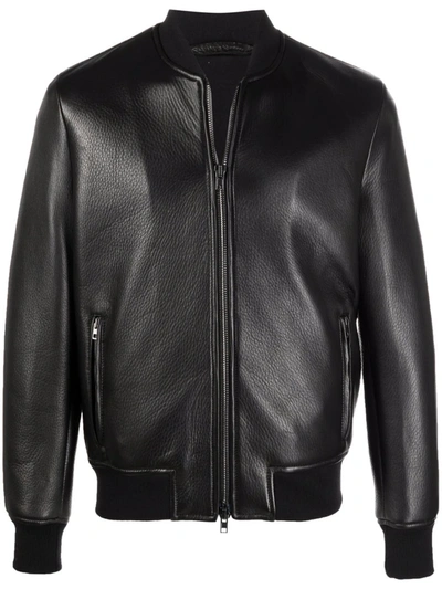 Salvatore Santoro Zip-up Leather Bomber Jacket In Black