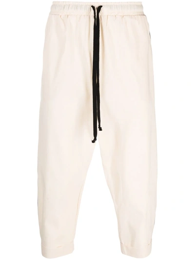 Alchemy Drawstring-waist Cotton Cropped Trousers In Nude