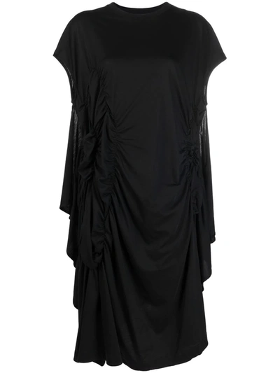Simone Rocha Draped Supima Cotton-jersey Midi Dress In Black